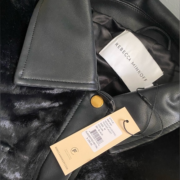 Rebecca Minkoff Faux Leather Trim Faux Fur Jacket ✨ Size Medium | black - Picture 11 of 15